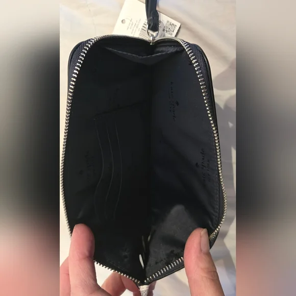 NWT Kate Spade Lucy Spade Flower Medium L-Zip Wristlet in Navy Multi; Brand New! - Picture 11 of 16